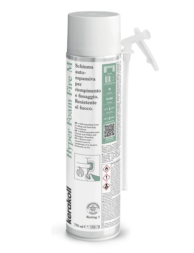 Kerakoll Hyper Foam Fire M 760 ml - Schiuma autoespansiva per riempimento e fissaggio - Resistente al fuoco