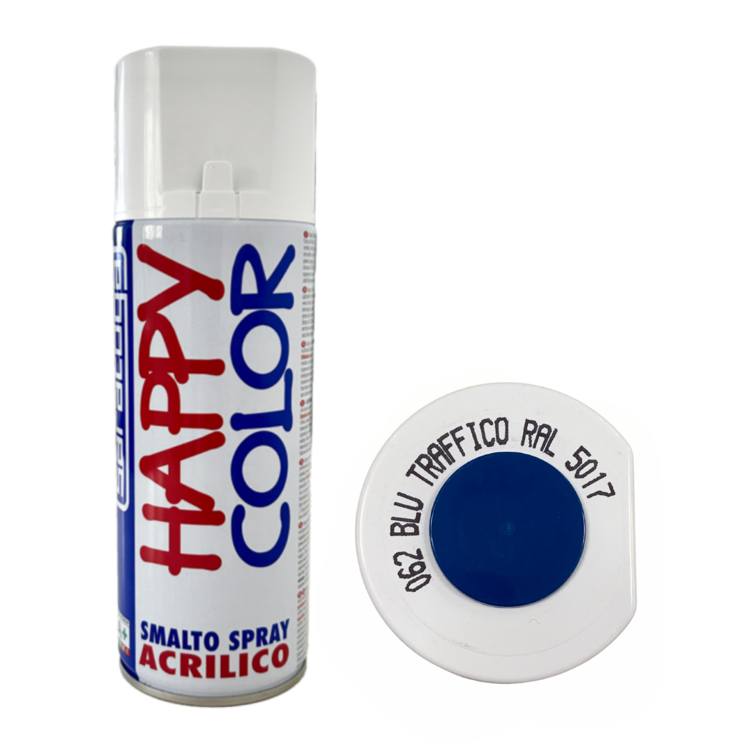 Bomboletta Spray Happy Color Acrilico 062 Blu Traffico - RAL 5017 - 400 ml Saratoga