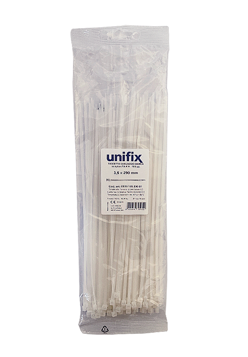 Unifix Fascette Cablaggio in Nylon Colore Bianco 290x3,5mm 100 pz