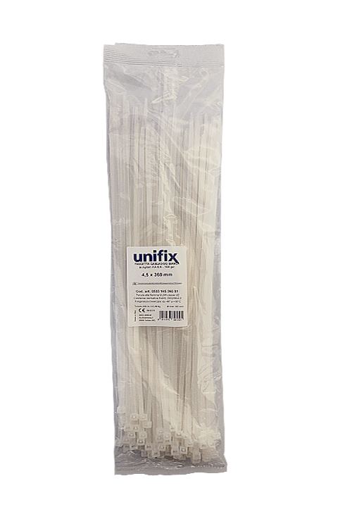 Unifix Fascette Cablaggio in Nylon Colore Bianco 360x4,5mm 100 pz