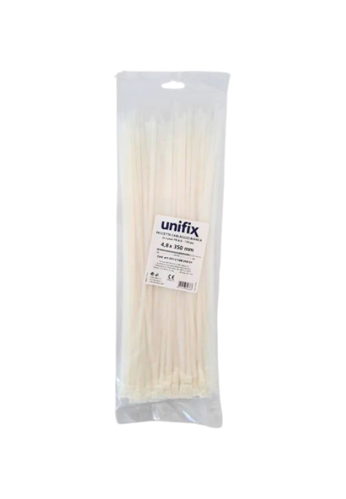 Unifix Fascette Cablaggio in Nylon Colore Bianco 350x4,8mm 100 pz