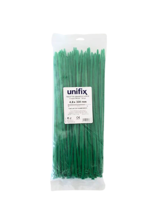 Fascette Cablaggio in Nylon Colore Verde 300X4,8 mm 100 pz