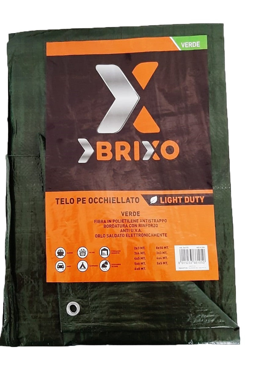 Telo PE Occhiellato Verde Light Duty 3X3 mt Brixo